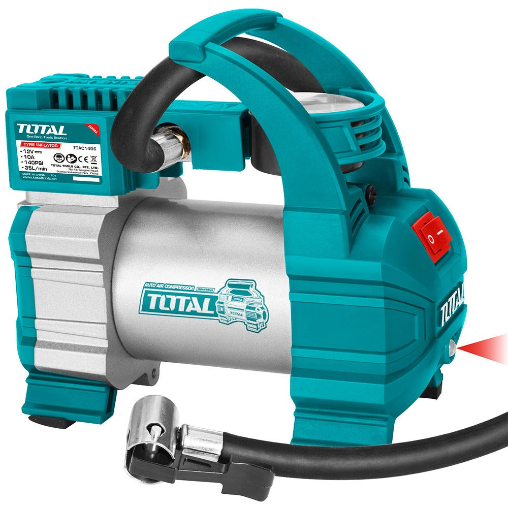 COMPRESOR MINI 12V 140 PSI PARA CARRO – TOTAL