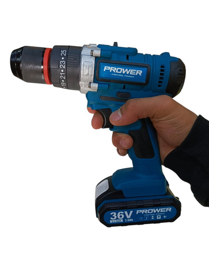 TALADRO PERCUTOR PROWER 36V PANTALLA LCD azul