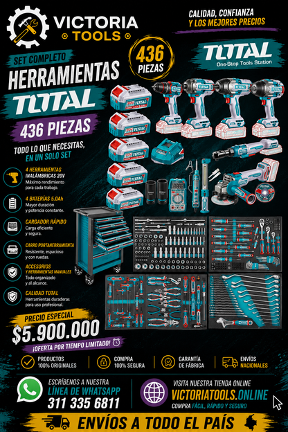 CARRO PORTA HERRAMIENTAS CON 436 PIEZAS INDUSTRIAL SUPER TOTAL