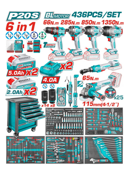 CARRO PORTA HERRAMIENTAS CON 436 PIEZAS INDUSTRIAL SUPER TOTAL
