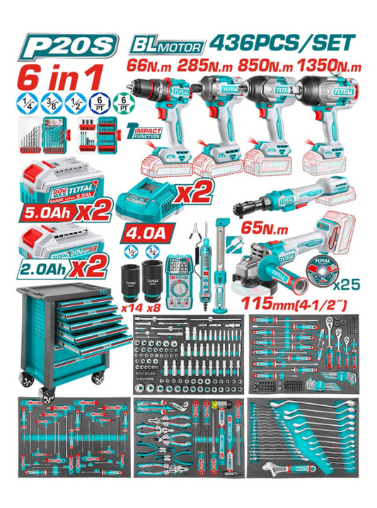 CARRO PORTA HERRAMIENTAS CON 436 PIEZAS INDUSTRIAL SUPER TOTAL